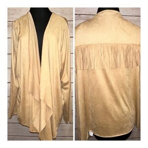 New Directions Draped Cardigan Size 2XL, Fringe, Soft ,Business Casual, Beige